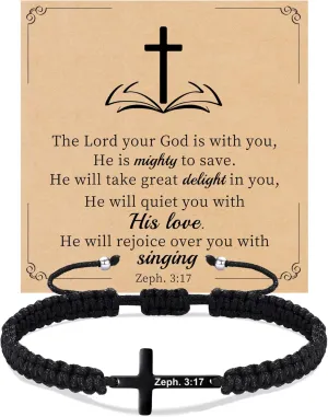 Christian Gifts Cross Bracelet for Men Easter Baptism Religious Gifts for Women Handmade Braided Bracelets Inspirational Confirmation Gifts for Teenage Girl Boys Jewelry