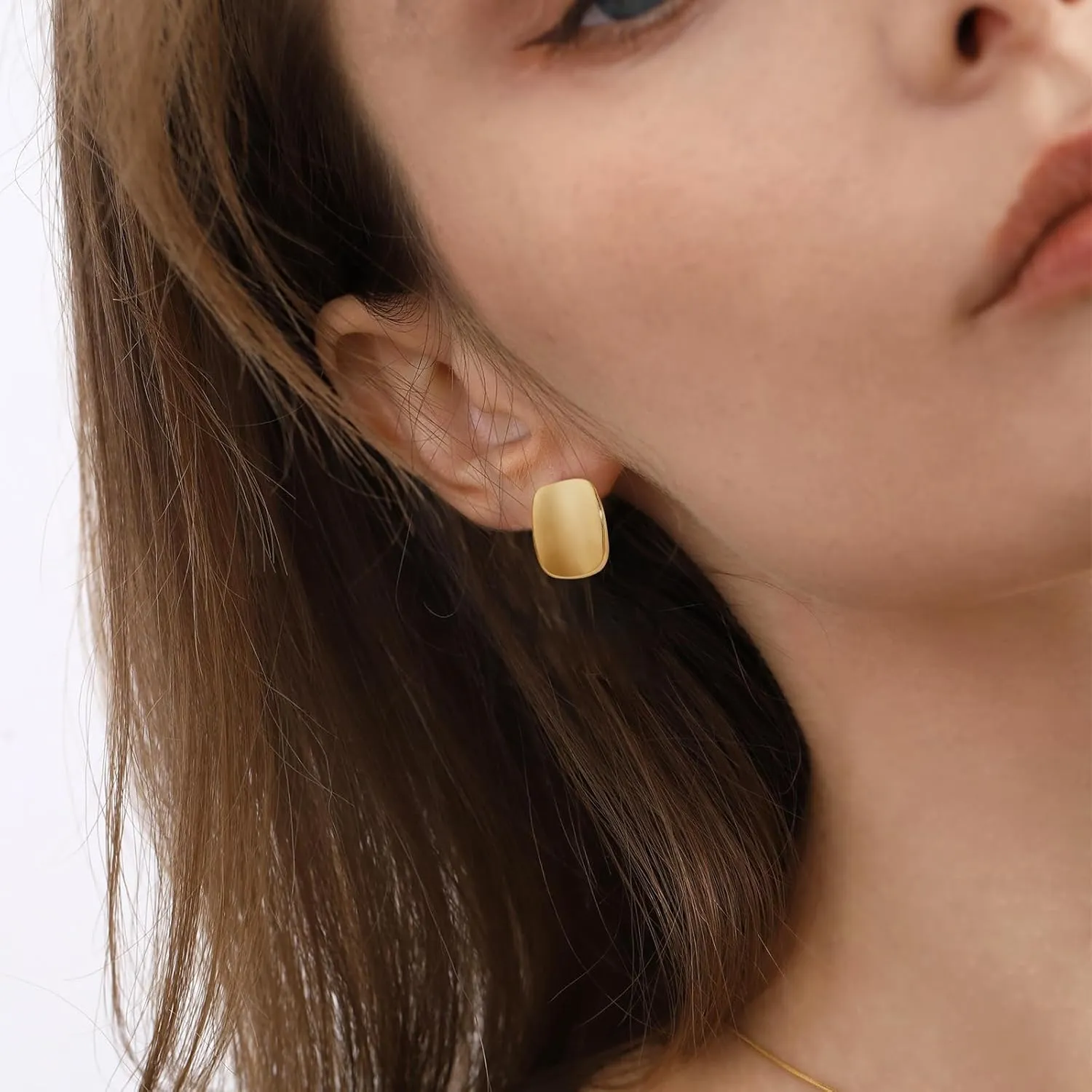 Chunky Gold Earrings Hammered Geometric Stud Earrings Wavy Statement Drop Earrings Trendy Jewelry Gifts for Women