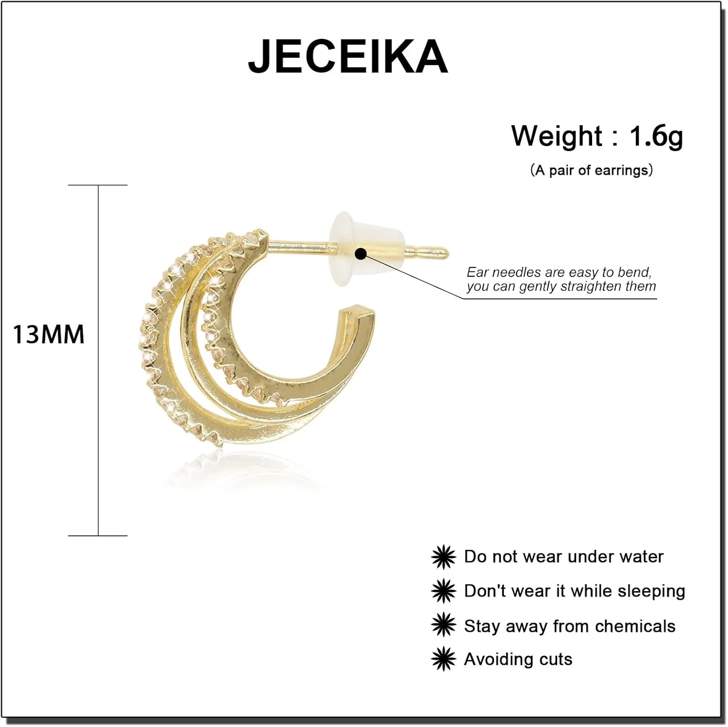 Chunky Gold Hoop Earrings for Women, Trendy 14K Gold Plated Gold/Silver Statement Earring Thick Open Double Hoop Earrings Lightweight Hypoallergenic Earrings Gold Jewelry
