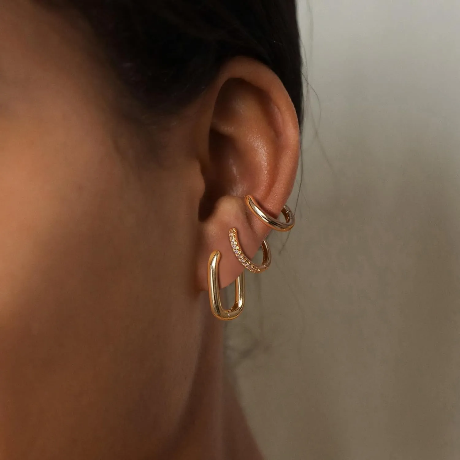 Chunky Gold Hoop Earrings Set 14K Gold/Silver Plated Open Lightweight Huggie Earrings for Women Trendy Hypoallergenic Jewelry Gifts
