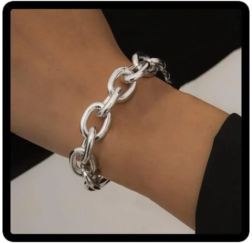 Clataly Cuban Chain Bracelet Hip Hop Thick Chain Bracelets Punk Bracelet Jewelry for Women