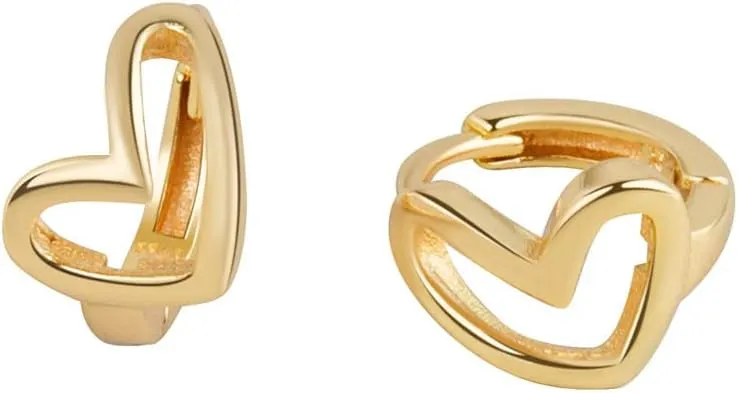 coadipress 925 Sterling Silver Heart Hoop Earrings for Women Minimalist Love Heart Hoop Earrings Tiny Simple Heart Hoops Charm Huggies Earrings