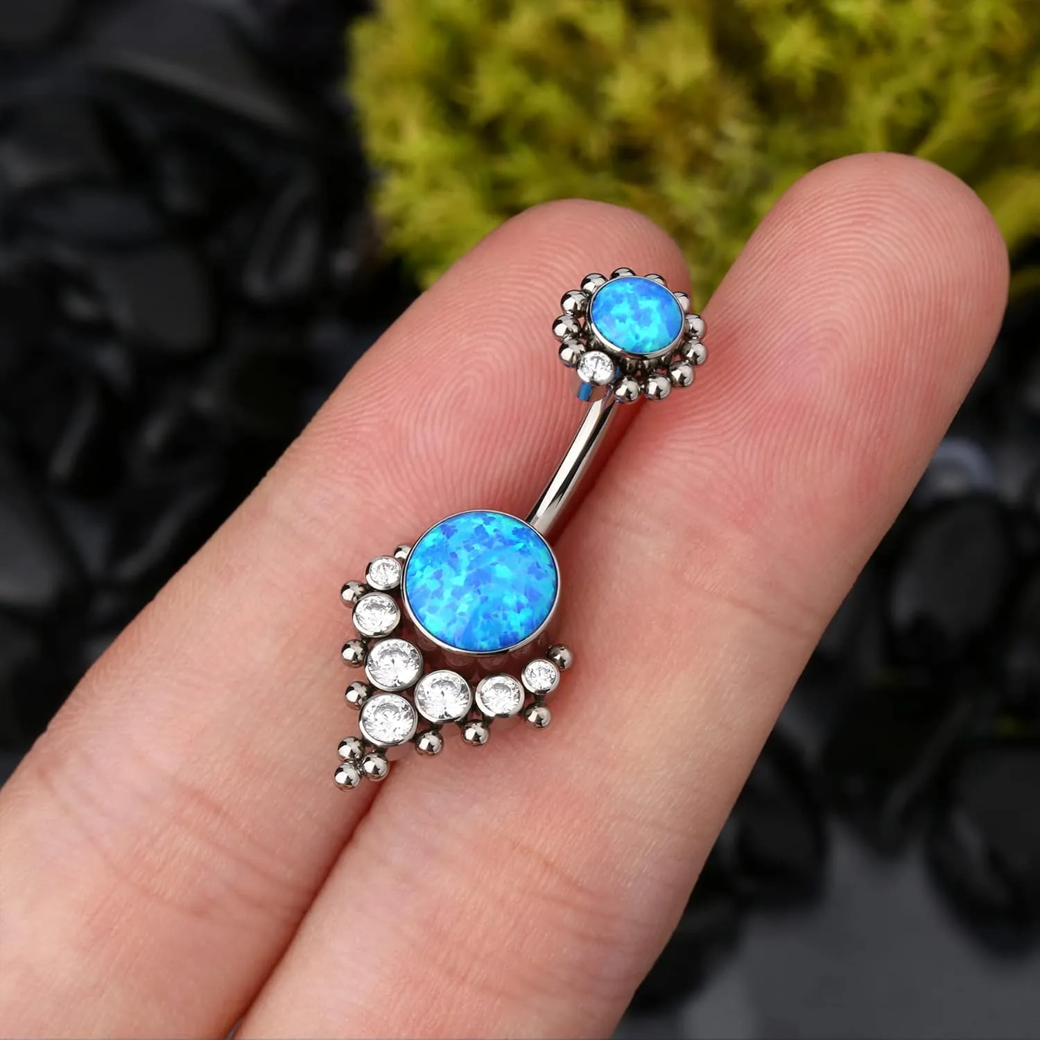 COCHARM G23 Solid Titanium Belly Button Rings for Women Bezel Cluster 14G Implat-Grade Hypoallergenic Navel Rings Cute 14g Belly Rings