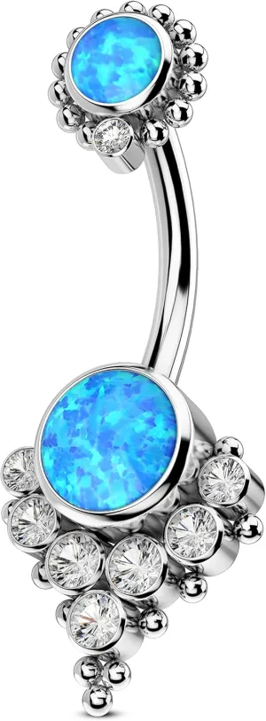 COCHARM G23 Solid Titanium Belly Button Rings for Women Bezel Cluster 14G Implat-Grade Hypoallergenic Navel Rings Cute 14g Belly Rings