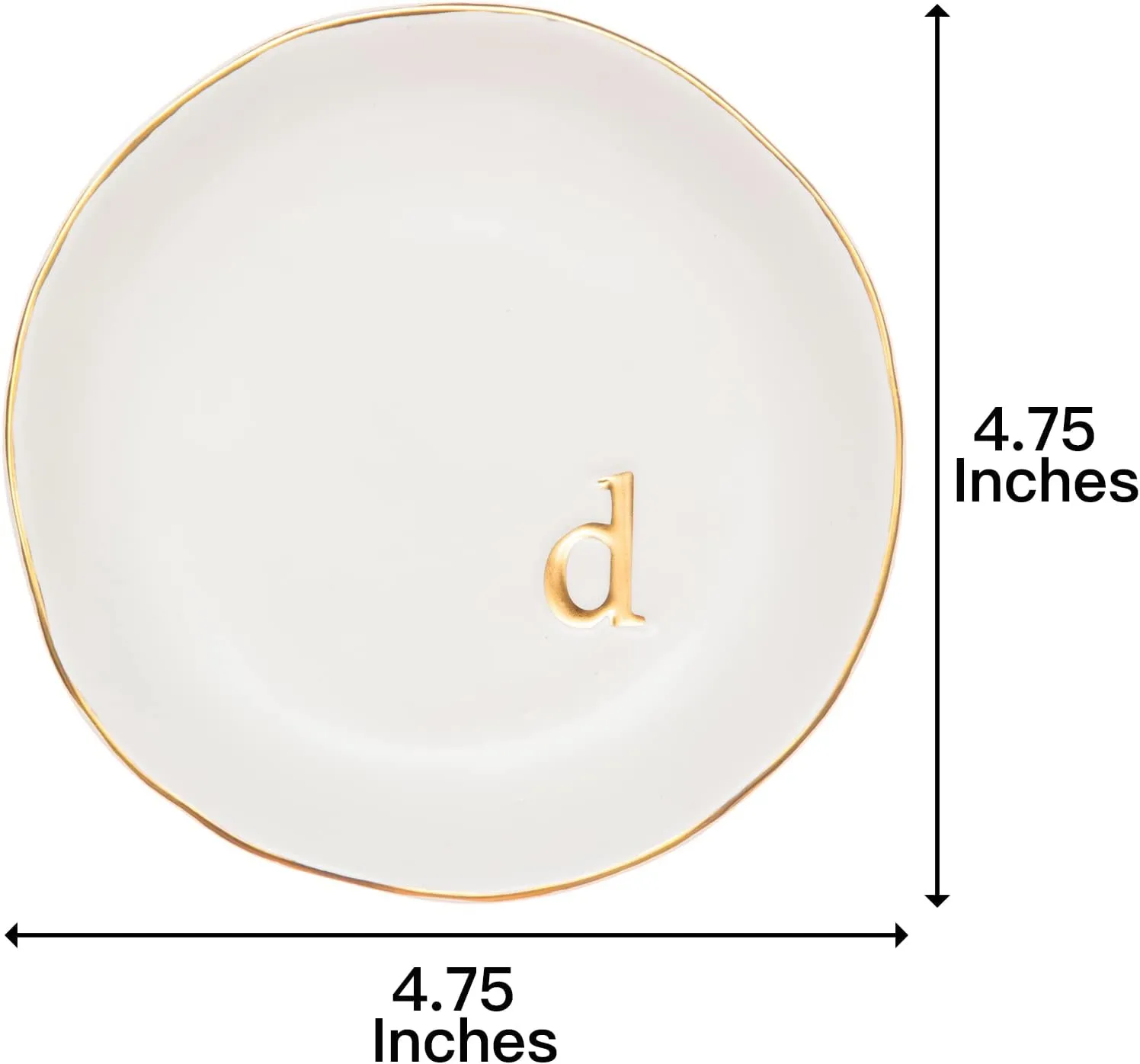 COLLECTIVE HOME - Ceramic Jewelry Tray, Decorative Trinket Dish for Rings Earrings Necklaces Bracelet Watch Keys, Birthday Mother's Day for Women, 4.75", White Surface (D)