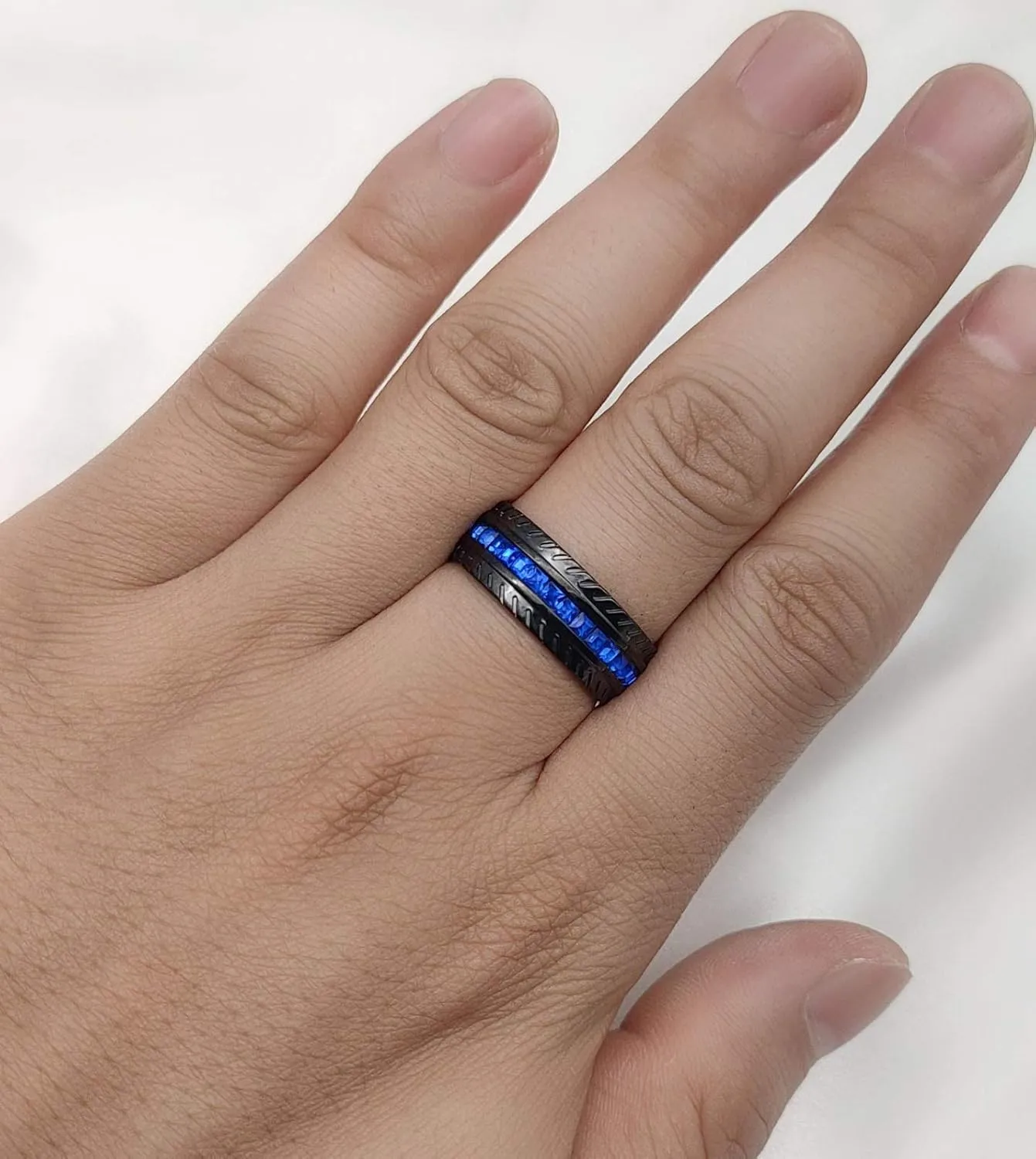 Couple Rings Black Gold Filled Heart Blue Cz Claddagh Ring Womens Wedding Ring Sets Man Tungsten Wedding Band