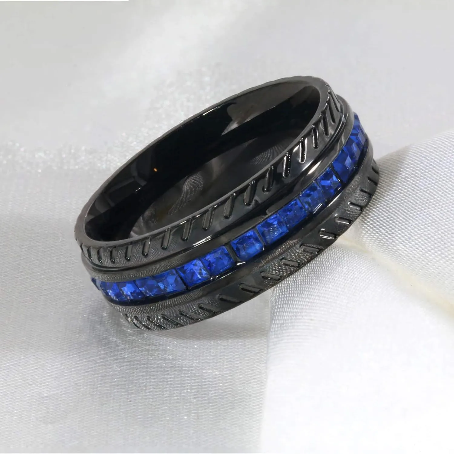Couple Rings Black Gold Filled Heart Blue Cz Claddagh Ring Womens Wedding Ring Sets Man Tungsten Wedding Band