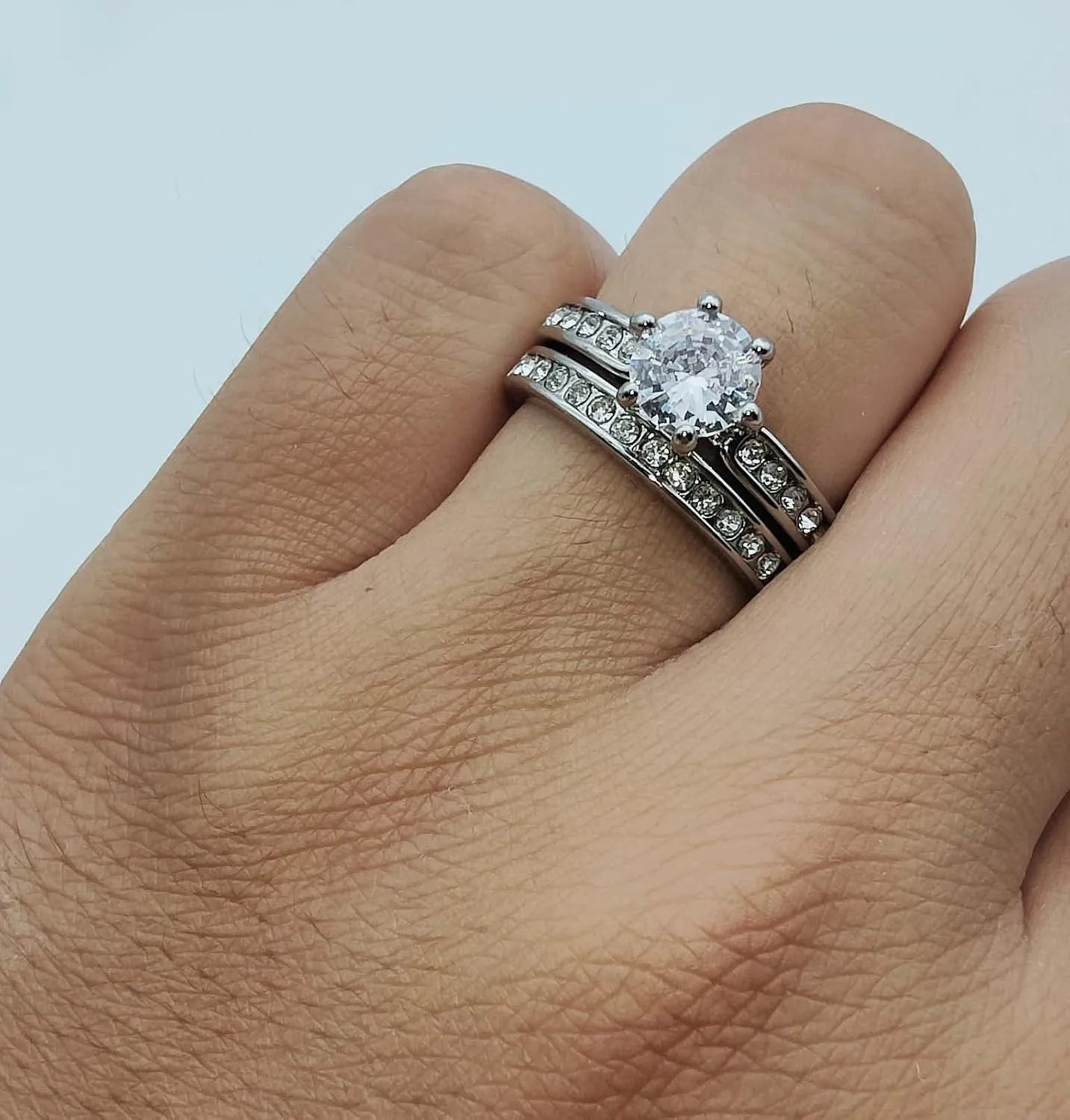 Couple Rings His Her Wedding Ring Sets Matching Rings White Gold Plated AAA CZ Ring Titanium Men Ring