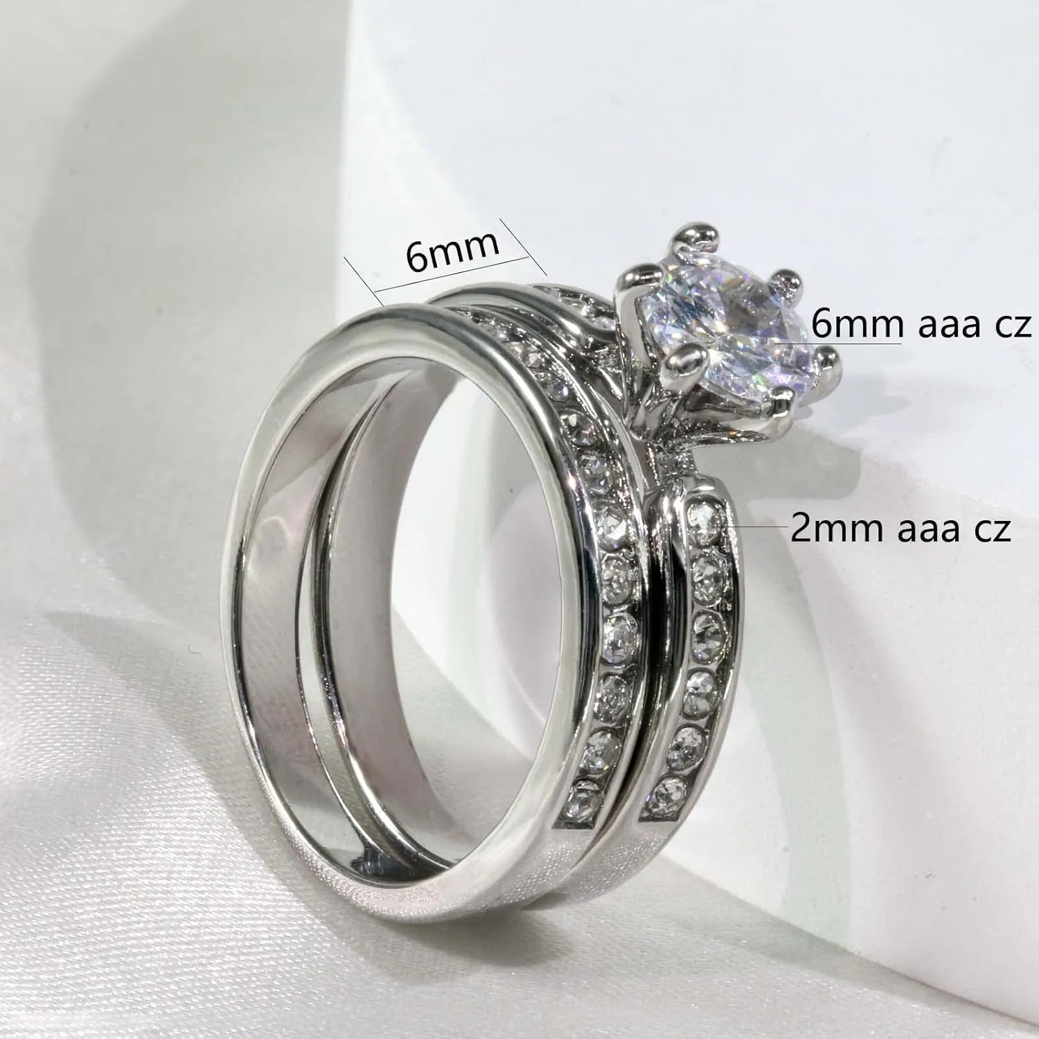 Couple Rings His Her Wedding Ring Sets Matching Rings White Gold Plated AAA CZ Ring Titanium Men Ring