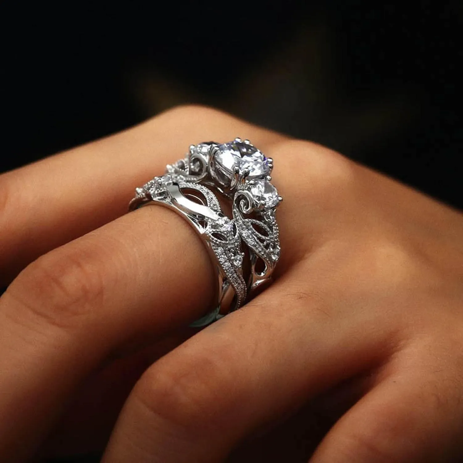 Couple Rings His Her Wedding Ring Sets Matching Rings White Gold Plated AAA CZ Ring Titanium Men Ring