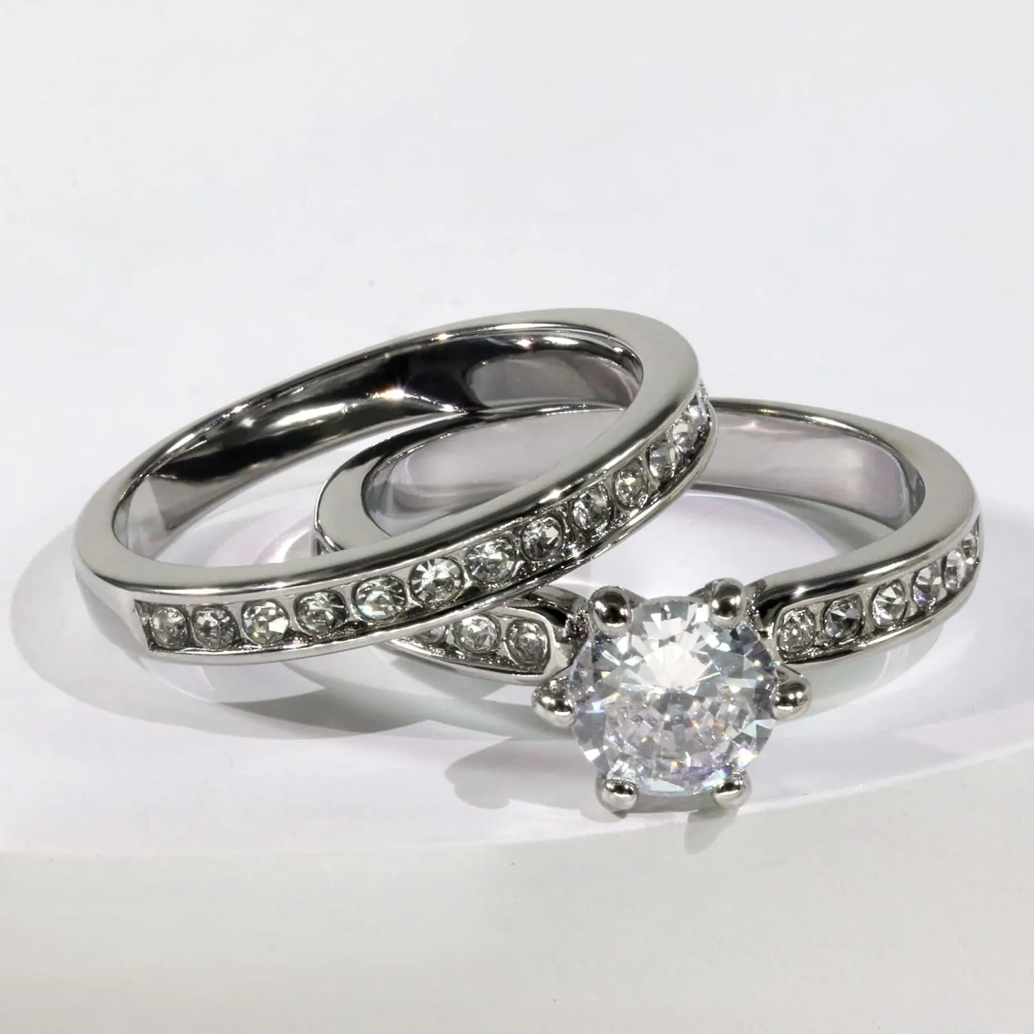 Couple Rings His Her Wedding Ring Sets Matching Rings White Gold Plated AAA CZ Ring Titanium Men Ring