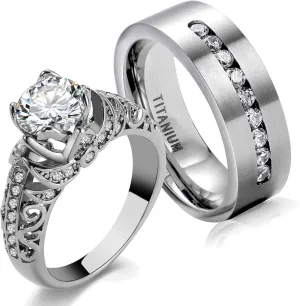 Couple Rings Matching Rings His Her Ring AAA CZ Women's Wedding Ring Mens Ring