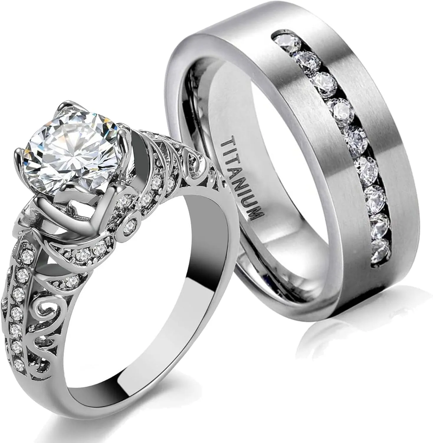Couple Rings Matching Rings His Her Ring AAA CZ Women's Wedding Ring Mens Ring