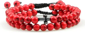 Couples Distance Beads Bracelet Fashion Hematite Cross Tiger Eye Stone Bracelets Handmade Yoga Prayer Jewelry 7652G (8)