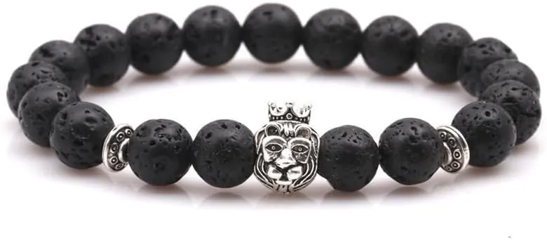 Cross-border Copper Micro-insert Braid BraceletAgate Beaded Lion Head Bracelet Buddhist Beads