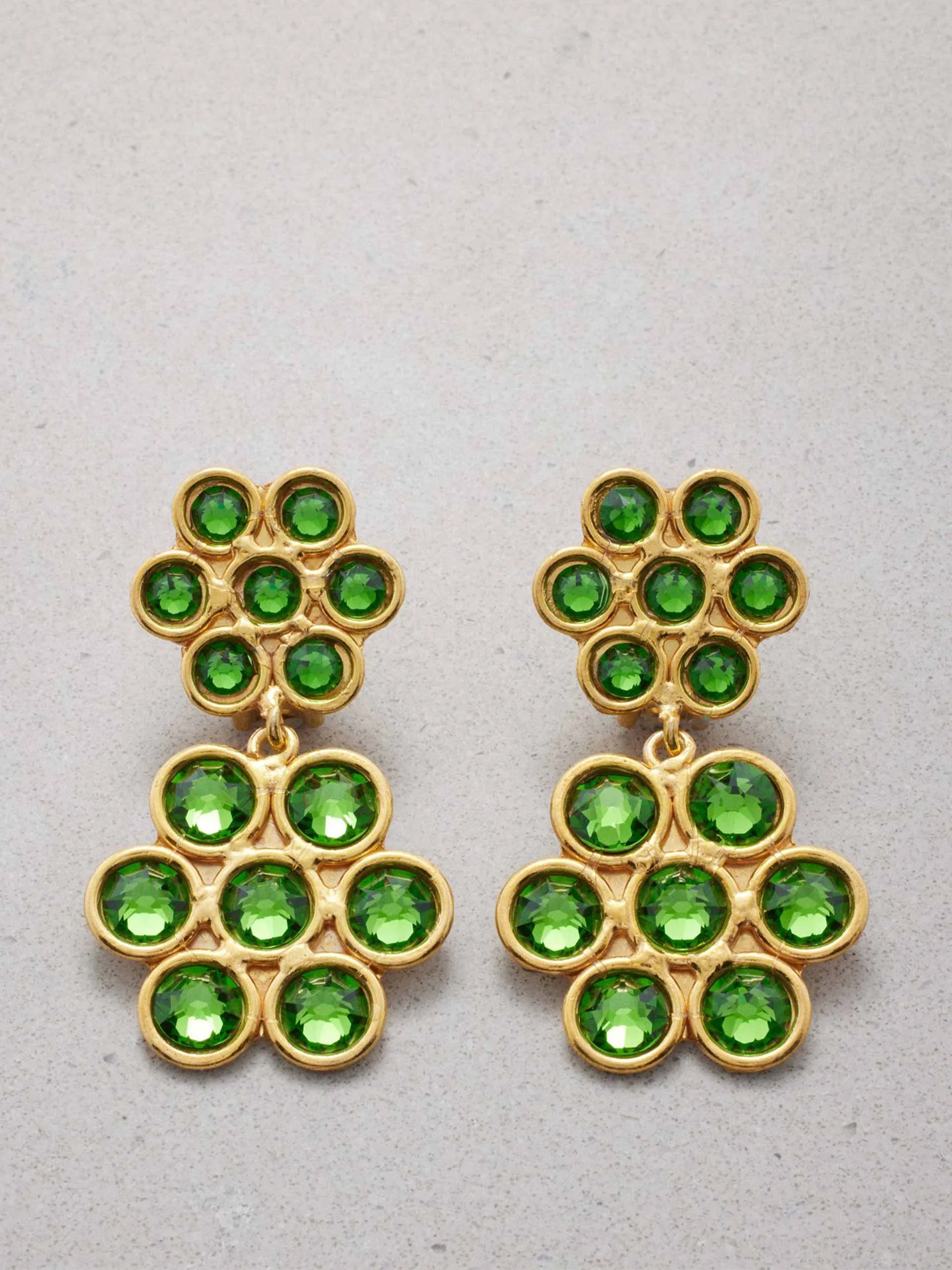 Crystal & gold-plated clip earrings