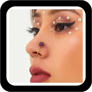 Crystal Stone Nose Cuff African Nose Cuff Rings Natural Stone Nose Rings Adjustbal No Pierced Nose Rings Body Non Piercing Jewelry for Women