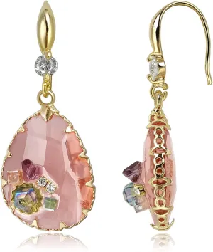 Crystal Teardrop Earrings Gold Dangle Earrings for Women