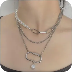 CSIYANJRY99 Chunky Gold Necklaces for Women,Multilayer Punk 80s Hip Hop Necklace,Layered Cuban Link Chain Statement Necklace 90s Freaknik Outfit Accessories for Women