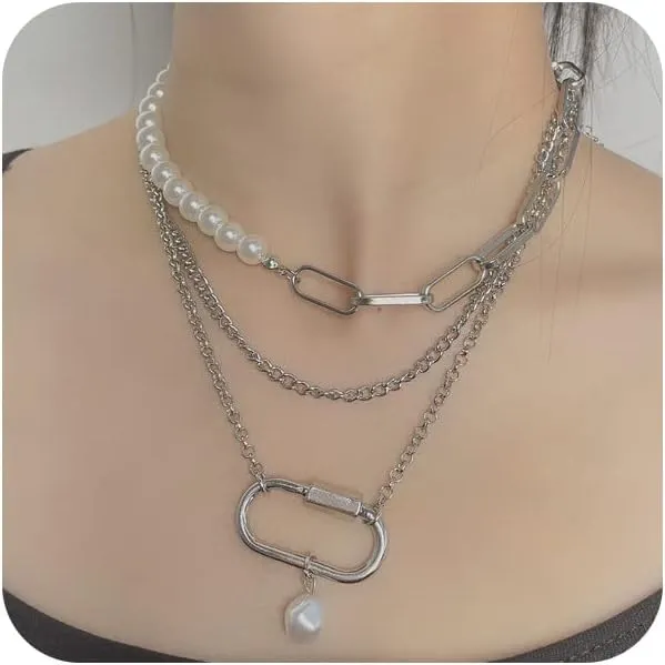 CSIYANJRY99 Chunky Gold Necklaces for Women,Multilayer Punk 80s Hip Hop Necklace,Layered Cuban Link Chain Statement Necklace 90s Freaknik Outfit Accessories for Women