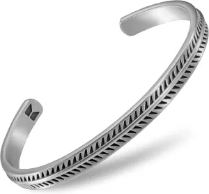 Cuff Bracelet for Men Premium Stainless Steel Mens Bangle Bracelets Silver Cuff Bracelet Waterproof & Non-Tarnish Minimal Western Bracelet