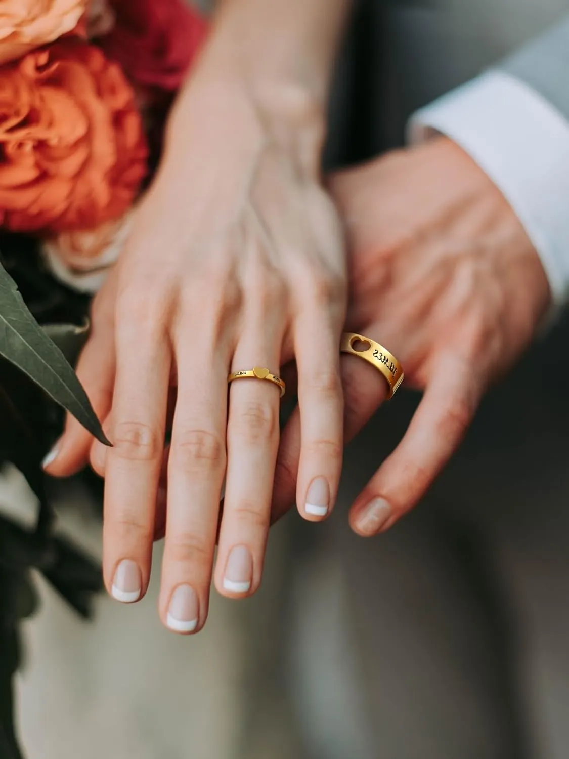 Custom4U Stainless Steel Promise Rings for Couples Custom Couple Rings for Him and Her Set Engraved Name Love Heart Wedding Band Anniversary Birthday Valentines Day Jewelry Gifts (with Gift Box)
