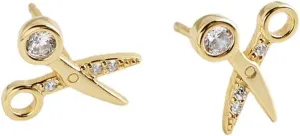 Cute Scissor CZ Small Stud Earrings for Women Teen Girls Cartilage Hypoallergenic for Sensitive Ear 925 Sterling Silver Tiny Personalized Piercing Post Pin Fashion Jewelry Gifts Bff Birthday Daughter Her