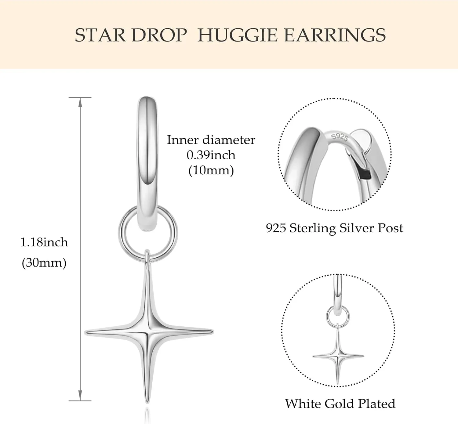 DAILY VIBES Small Gold Star Pearl Drop Dangle Earrings for Women Dainty 925 Sterling Silver Post Asymmetrical Mini 14K Gold Plated Huggie Hoop Earrings for Women