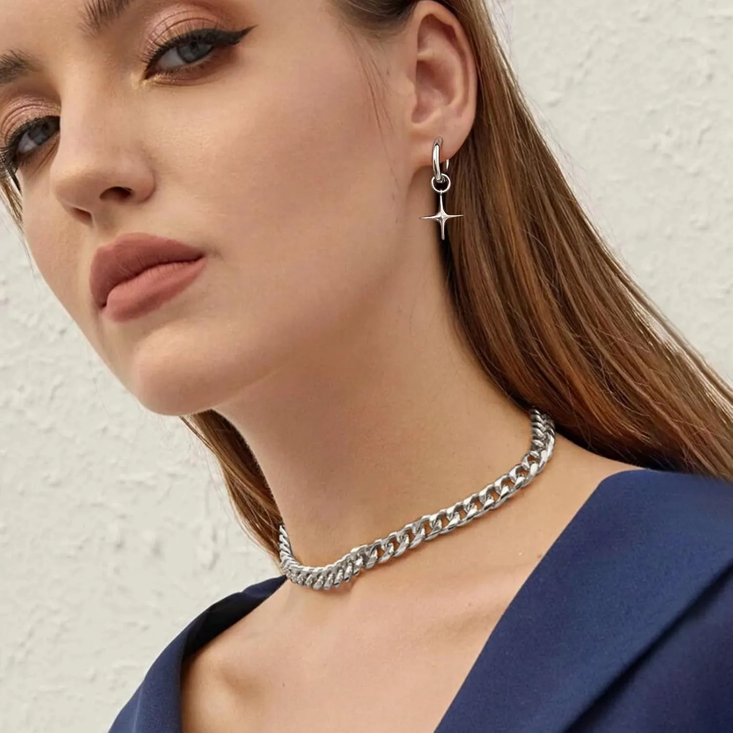 DAILY VIBES Small Gold Star Pearl Drop Dangle Earrings for Women Dainty 925 Sterling Silver Post Asymmetrical Mini 14K Gold Plated Huggie Hoop Earrings for Women