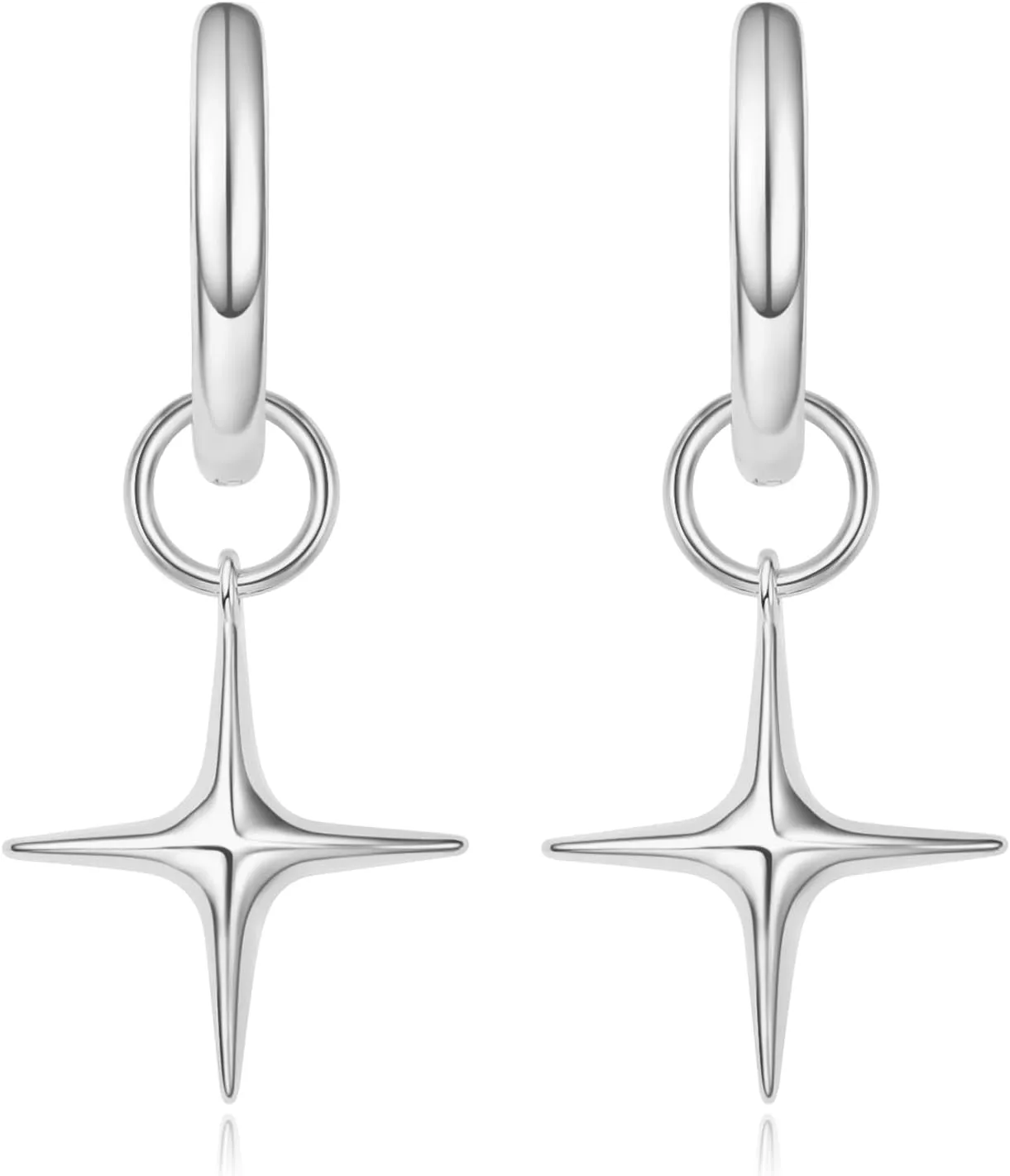 DAILY VIBES Small Gold Star Pearl Drop Dangle Earrings for Women Dainty 925 Sterling Silver Post Asymmetrical Mini 14K Gold Plated Huggie Hoop Earrings for Women