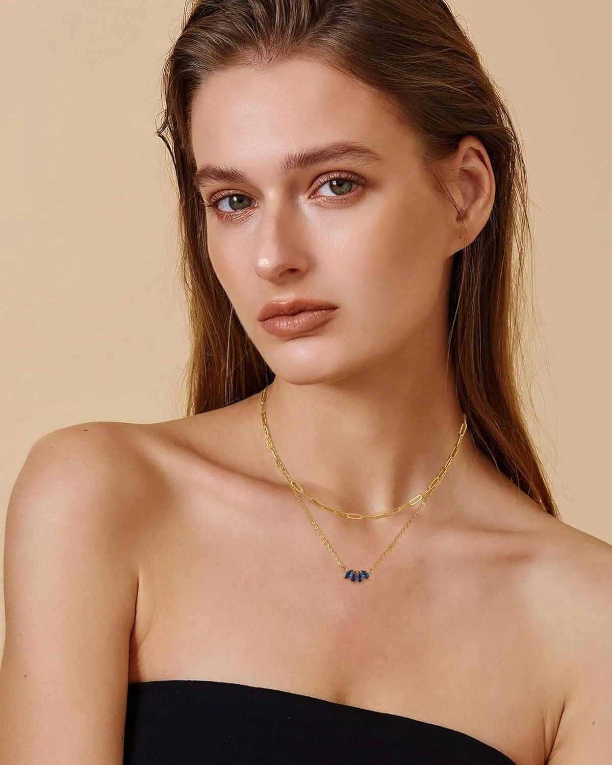 Dainty Gold Plated Necklace for Women, Simple Cute 18K Gold plated Leaf Flower Cubic Zirconia Necklaces for Women Trendy Jewelry Gifts