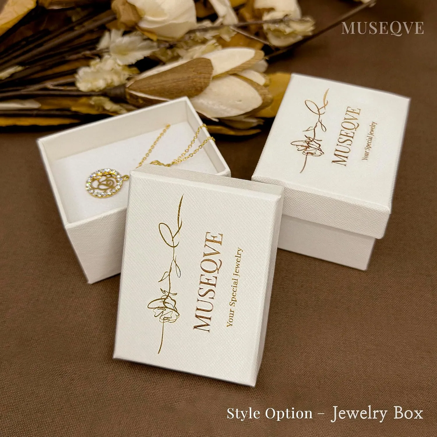 Dainty Simple Rose Pendant Necklace for Women  14K Gold Plated Open Rose Outline Flower Nature Jewelry  Mothers Day Gifts Minimalist Bridesmaid Necklaces [RSN]