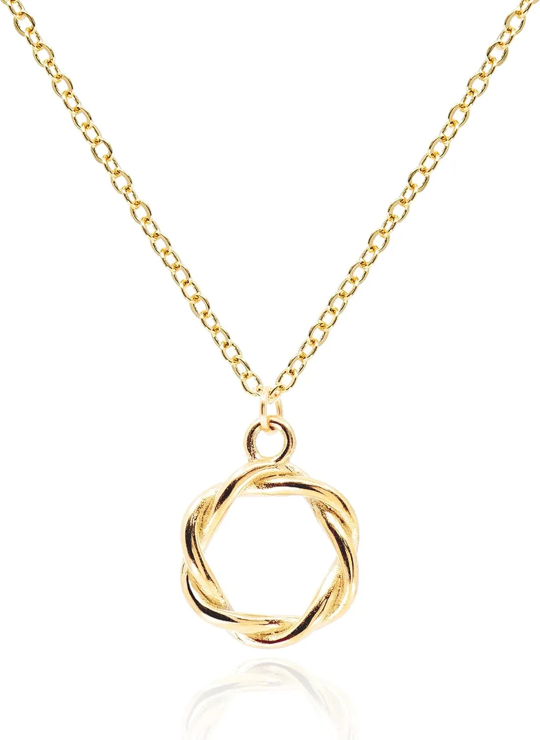 Dainty Twisted Circle Necklace for Women  14K Gold Plated Stainless Steel Rope Round Pendant Necklaces  Non Tarnish Trendy Simple Jewelry [CN-TW-G]