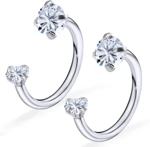 Daith Piercing Jewelry 16g Lip Rings Surgical Steel Horseshoe Nose Ring 16g Double Stud Nose Ring Cubic Zirconia for Women