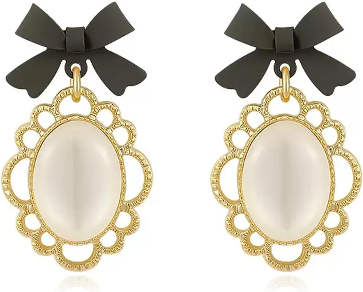 Dangle Earrings for Women Cat Eye Stone Trendy Stud Earring 14K Gold Plated Gold/Silver Lightweight Hypoallergenic Earrings(ST-1015)