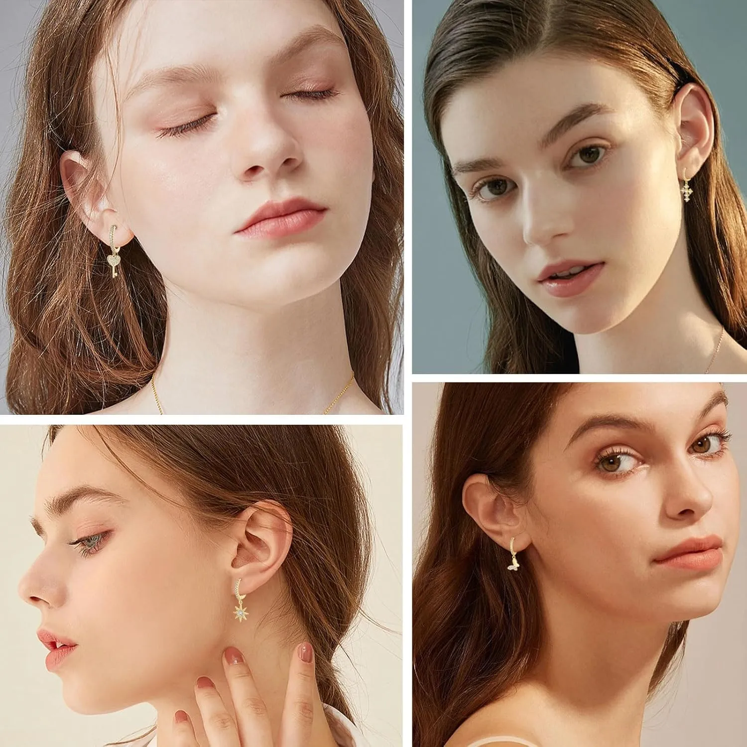 Dangle Earrings for Women, S925 Sterling Silver Huggie Earrings for Sensitive Ears, Non Tarnish Drop Earrings, Statement/Fashion/Dainty Earrings