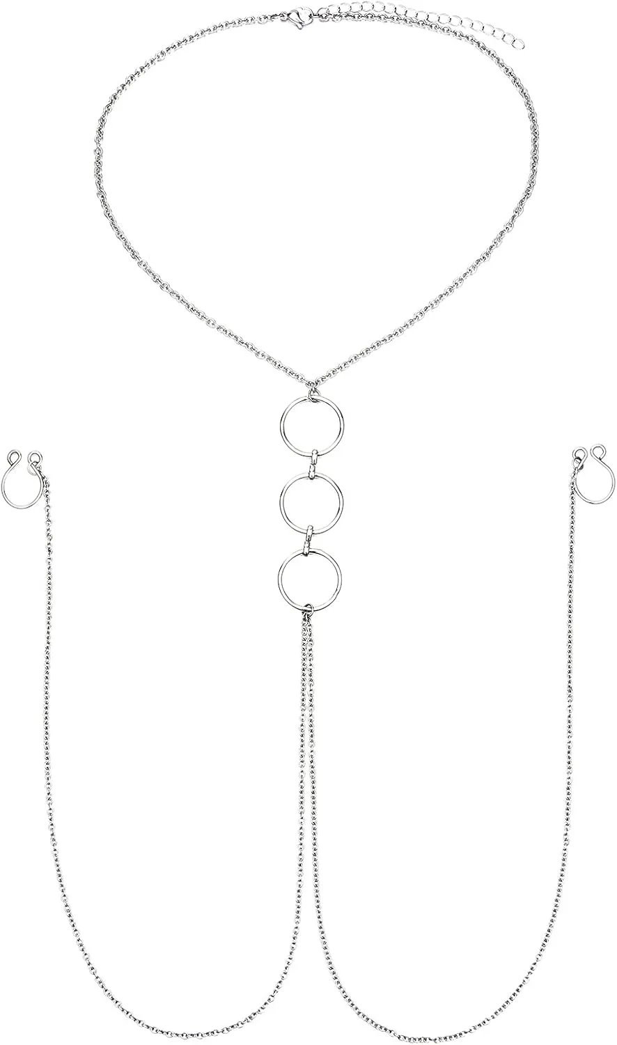 D.Bella Fake Nipple Piercing with Chain Fake Nipple Rings for Women Sexy Non Piercing Nipple Ring with Necklaces Adjustable Nipple Noose Fake Nipple Ring Non Piercing Nipple Jewelry