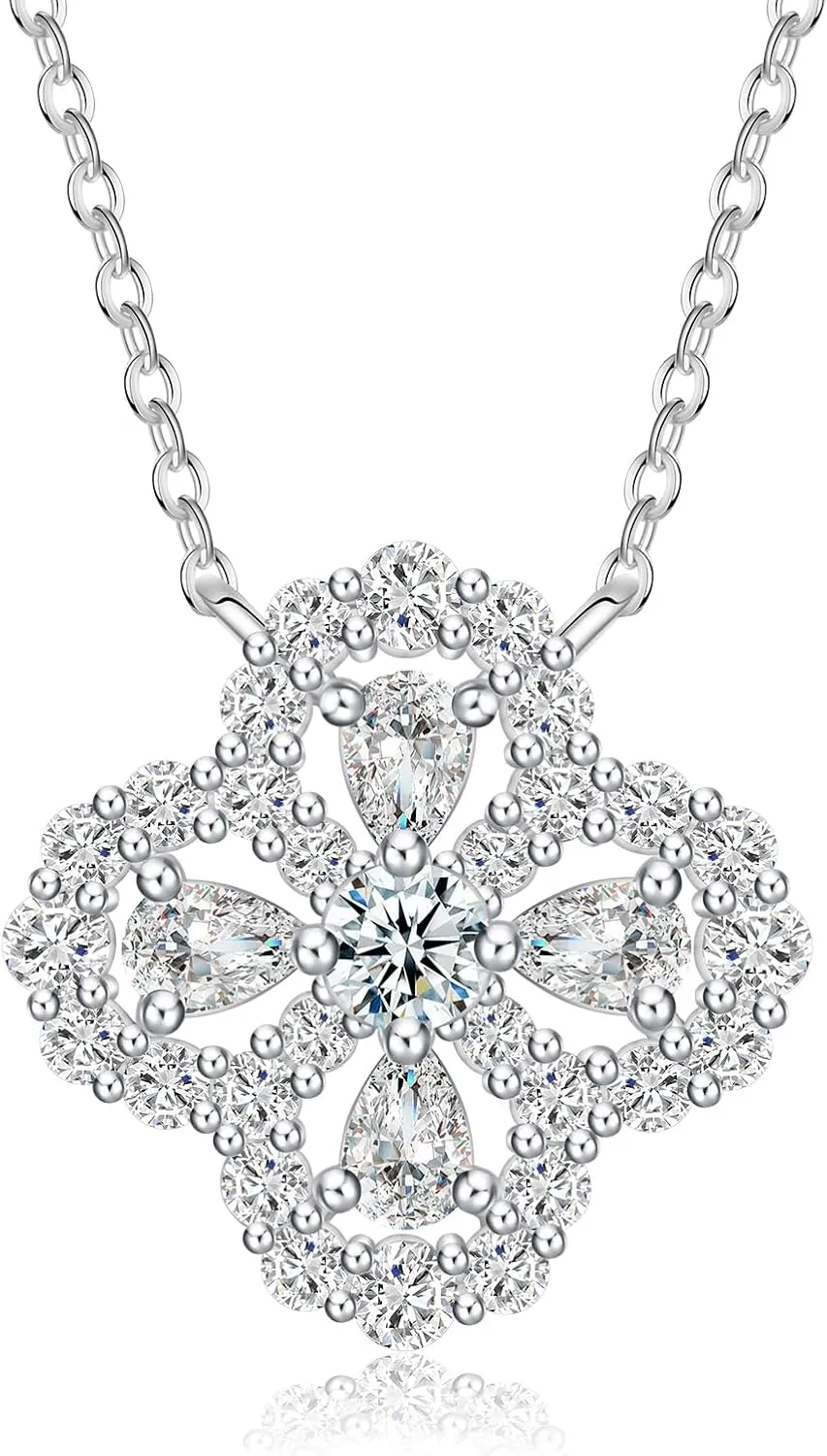 Diamond Necklaces for Women, S925 Sterling Silver Pendant Necklace for Women, D Color VVS1 Moissanite Necklace. Birthday, Anniversary, Valentine's Day, Mother's Day Gifts for Women, Girls
