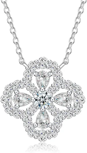 Diamond Necklaces for Women, S925 Sterling Silver Pendant Necklace for Women, D Color VVS1 Moissanite Necklace. Birthday, Anniversary, Valentine's Day, Mother's Day Gifts for Women, Girls