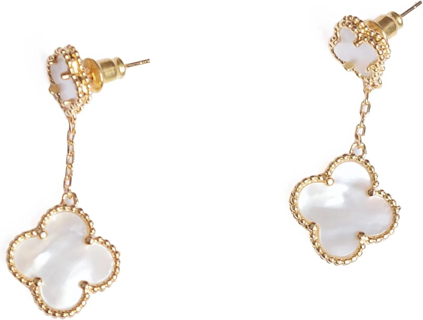 Diva's Onyx-White Mother Pearl Clover, Butter Fly Shape Red Jade Adjustable For Chocker or Necklaces-Earring Set 18K Gold Plated, Natural Stones
