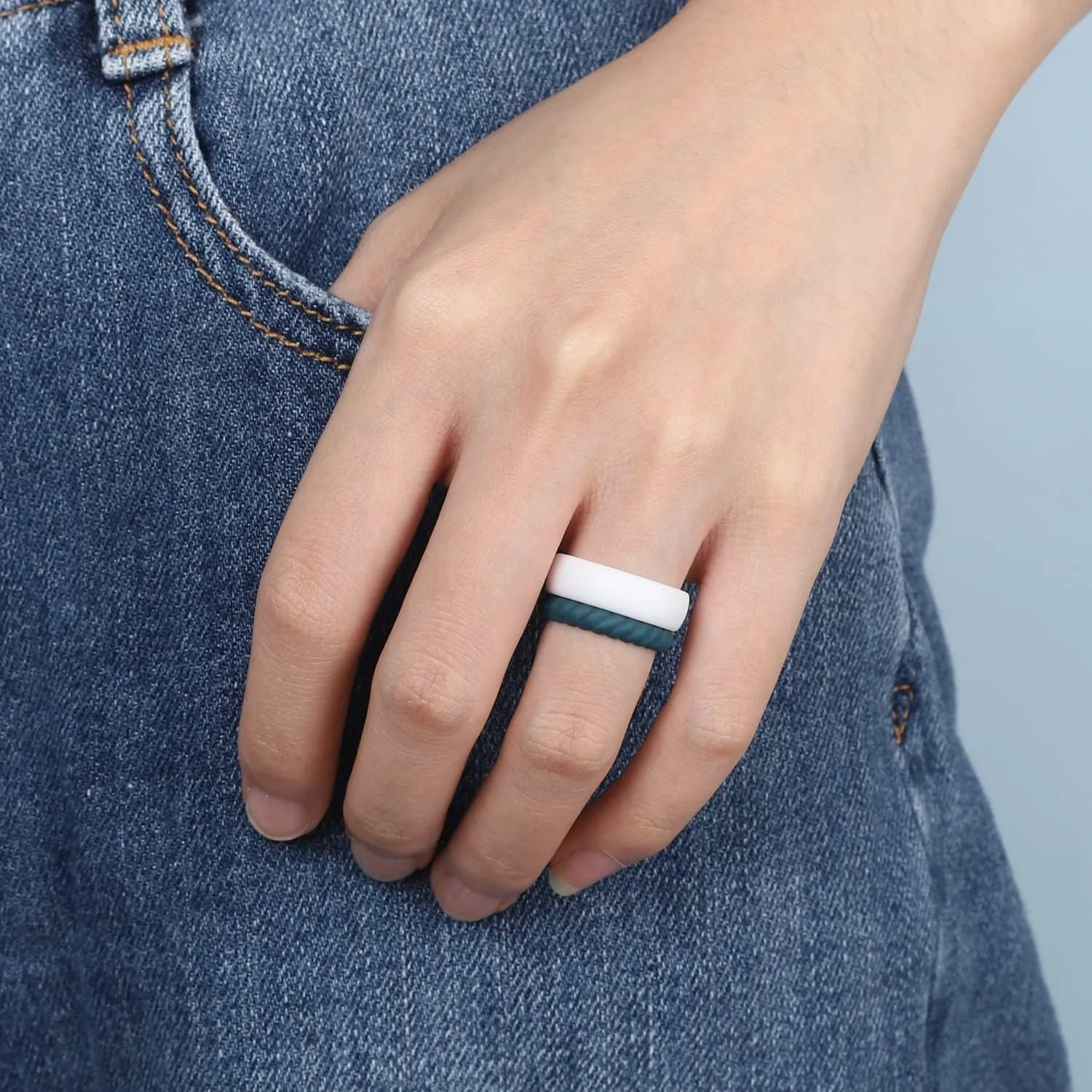 Egnaro Engagement Rings Women, Inner Arc Ergonomic Breathable Design Silicone Rubber Wedding Bands