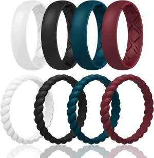 Egnaro Engagement Rings Women, Inner Arc Ergonomic Breathable Design Silicone Rubber Wedding Bands