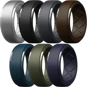 Egnaro Men's Silicone Rings 10mm Wide 2.5mm Thick Rubber Wedding Bands, Multipack 1/4/7 Breathable Comfort Fit For Workout