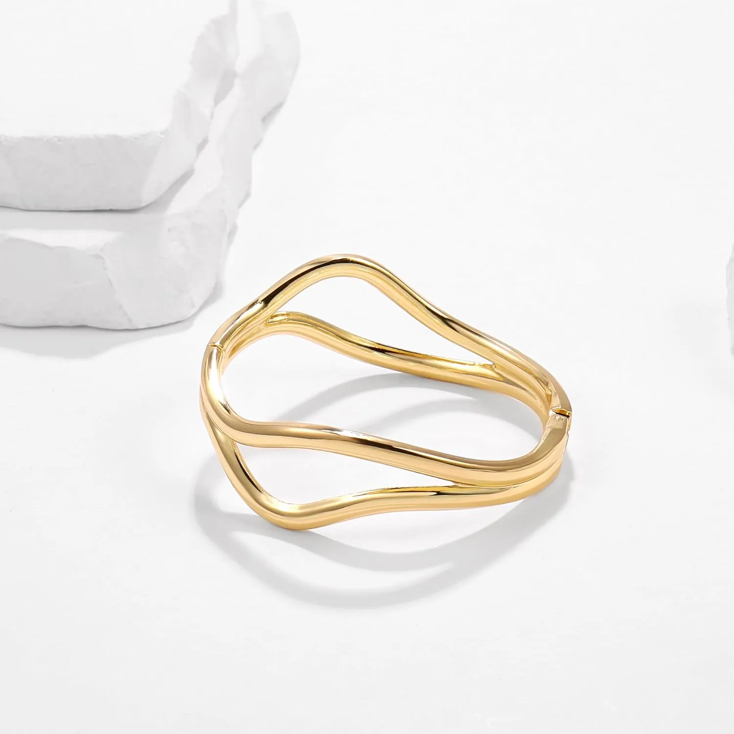 Elegance 11 designs Chunky Gold Bangle Bracelet For Women Trendy Hinged Cuff Gold Cuff Bracelets Open Wide Waterdrop Bangle Jewelry