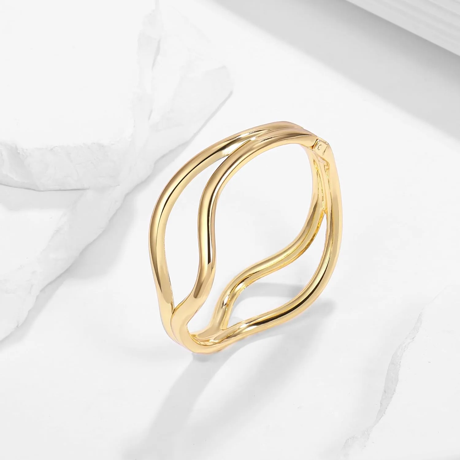 Elegance 11 designs Chunky Gold Bangle Bracelet For Women Trendy Hinged Cuff Gold Cuff Bracelets Open Wide Waterdrop Bangle Jewelry