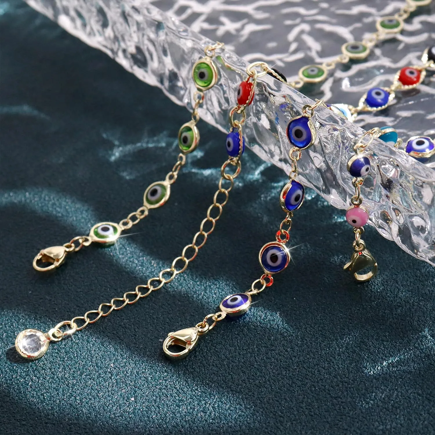 Evil Eye Bracelets Blue Eye Bracelet for Women Evil Eye Jewelry Ojo Hamsa Bracelet Dainty Gold Link Bracelets for Women Lucky Turkish Trendy Jewelry Gifts