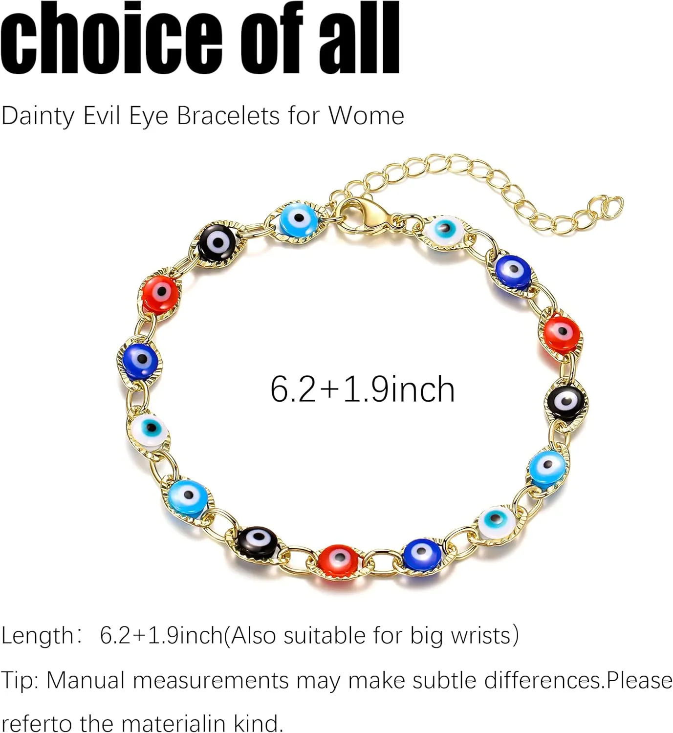 Evil Eye Bracelets Blue Eye Bracelet for Women Evil Eye Jewelry Ojo Hamsa Bracelet Dainty Gold Link Bracelets for Women Lucky Turkish Trendy Jewelry Gifts