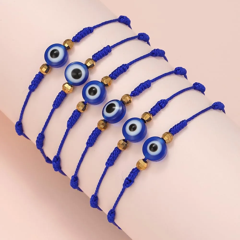 Evil Eye Bracelets Set - 7 Knot Lucky Bracelets Handmade Braided Red String Bracelet Kabbalah Protection Amulet for Women Men.