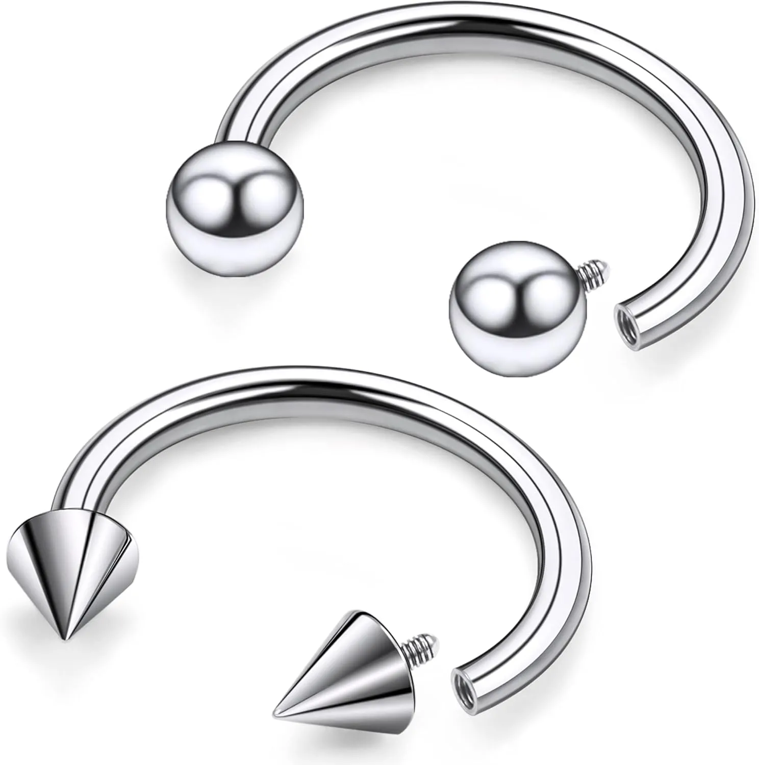 F136 Titanium 16/14/12/8/4/2g Septum Ring Gauge Earrings Lip Rings Prince Albert Jewelry Internally Threaded Horseshoe Hoop Piercings