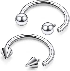 F136 Titanium 16/14/12/8/4/2g Septum Ring Gauge Earrings Lip Rings Prince Albert Jewelry Internally Threaded Horseshoe Hoop Piercings